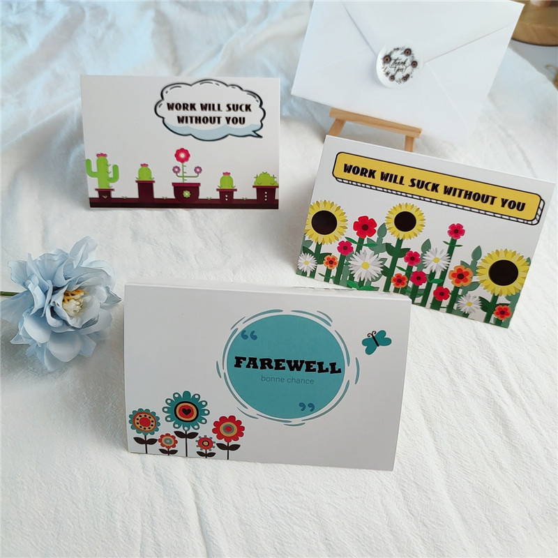 亚马逊ins外贸告别贺卡套装包含信封Farewell 鲜花小清新贺卡祝福-阿里巴巴