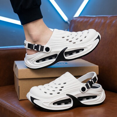 (Оптовые продажи), мужские летние тапочки в стиле Crocs на платформе, нескользящие дышащие износостойкие босоножки, модная пляжная обувь, подходят для носки на улице