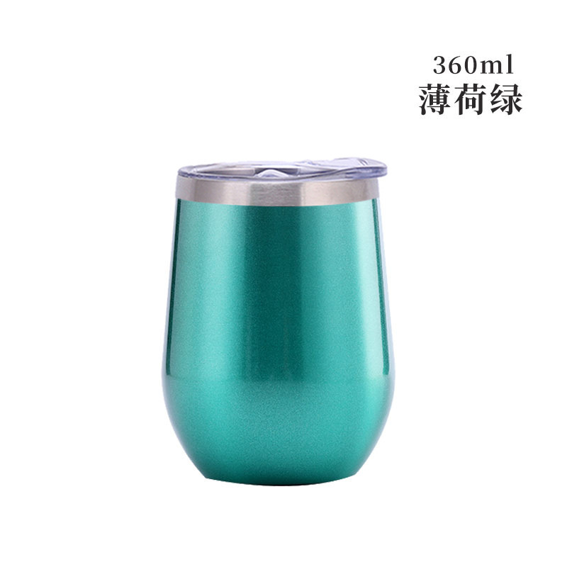 Taza de cáscara de huevo de 12oz transfronteriza regalo de doble capa de acero inoxidable copa de vino tinto taza de vientre grande aislamiento al vacío en forma de U swig pollo