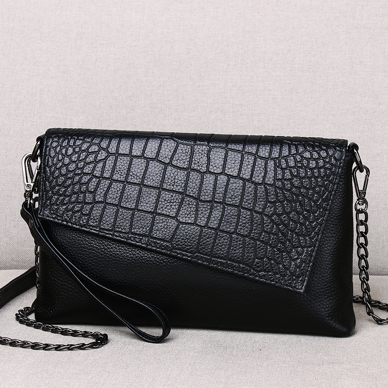 Stone Grain Genuine Leather Clutch Bag For Women 2023 New Trendy Large Capacity Chain Crossbody Bag Fashion Party Handbag - Thumbnail 7