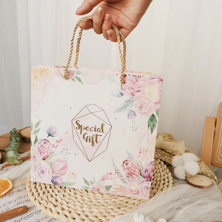 森系ins风阿胶糕包装花茶红黑糖燕窝礼盒手提袋固元膏礼品袋定做