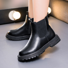 儿童英伦风马丁靴2025春秋季新款韩版女童复古烟筒靴男童黑色短靴
