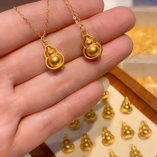 Gold Pure Gold 999 Fulu Gourd Pendant 5D Gold National Trend Hollow Gourd Clavicle Necklace Wholesale