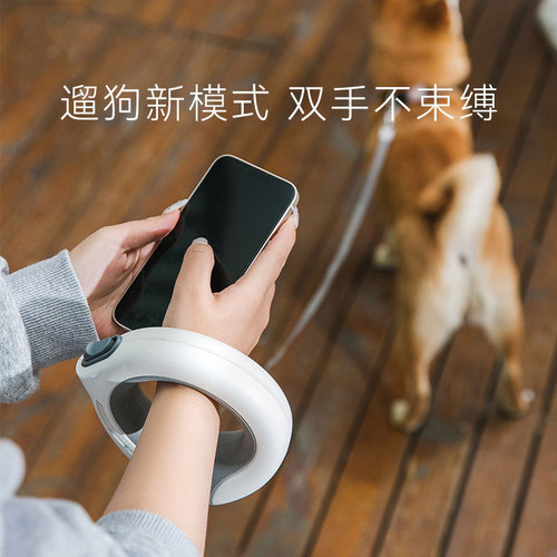 Cross-border ring dog leash with light, pet automatic retractable leash, light-emitting dog leash, dog leash, pet supplies wholesale