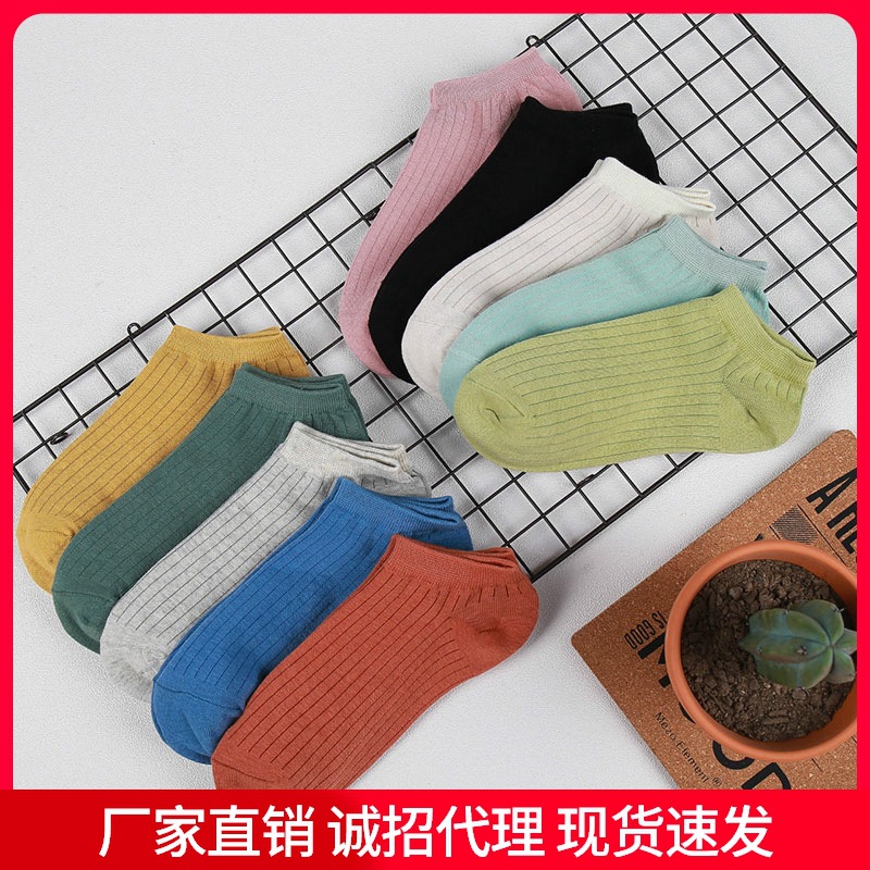 Female simple solid color socks