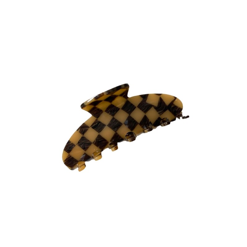 代発9cm酢酸掴みレトロ棋盤格シリーズの新型サメ挟み多色後頭部ヘアピン|undefined