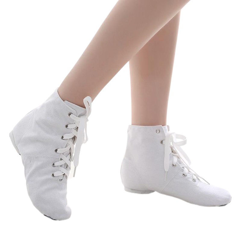 Botas de Jazz de lona para niños adultos de alta calidad zapatos de baile de fondo suave nuevos zapatos de práctica zapatos de baile moderno para mujer zapatos de ballet