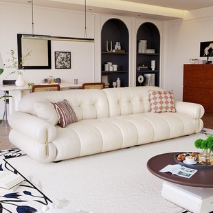 Modern Light Luxury Sofa Living Room French Cream Style Sofa Piano Keys Modern Simple Small Apartment Foshan Furniture Wood