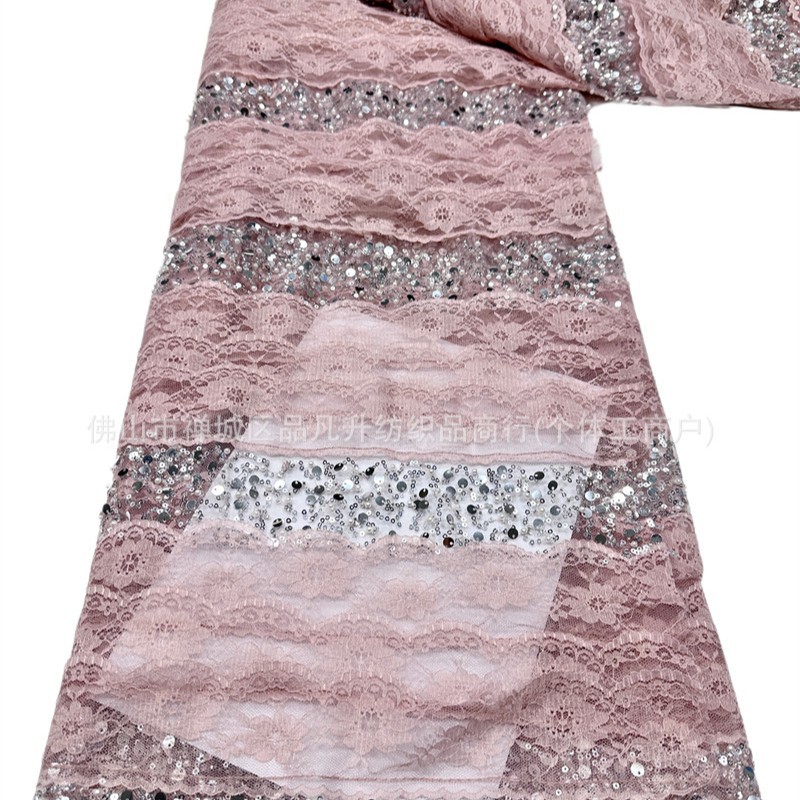24 filas de encaje hecho a mano 8 filas de cuentas de tela bordada de cristal de alta calidad sequilla tela de moda vestido