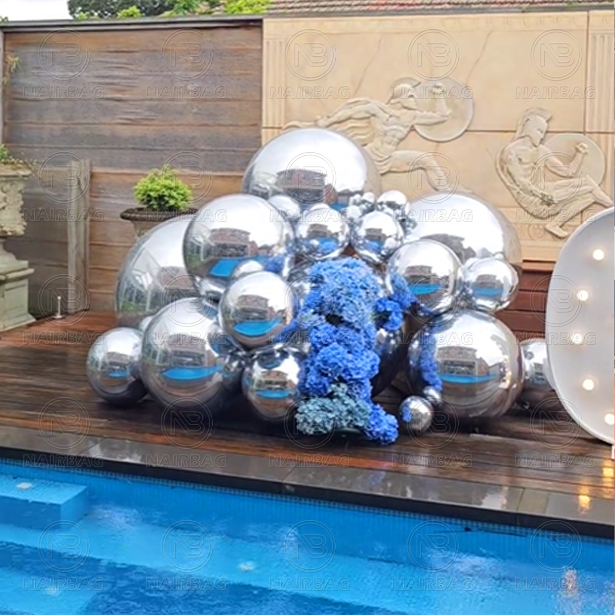 Bola de espejo inflable de PVC Comercio exterior Venta caliente Fiesta de la boda Centro comercial Festival Decoración DE LA ETAPA Bola reflectante láser