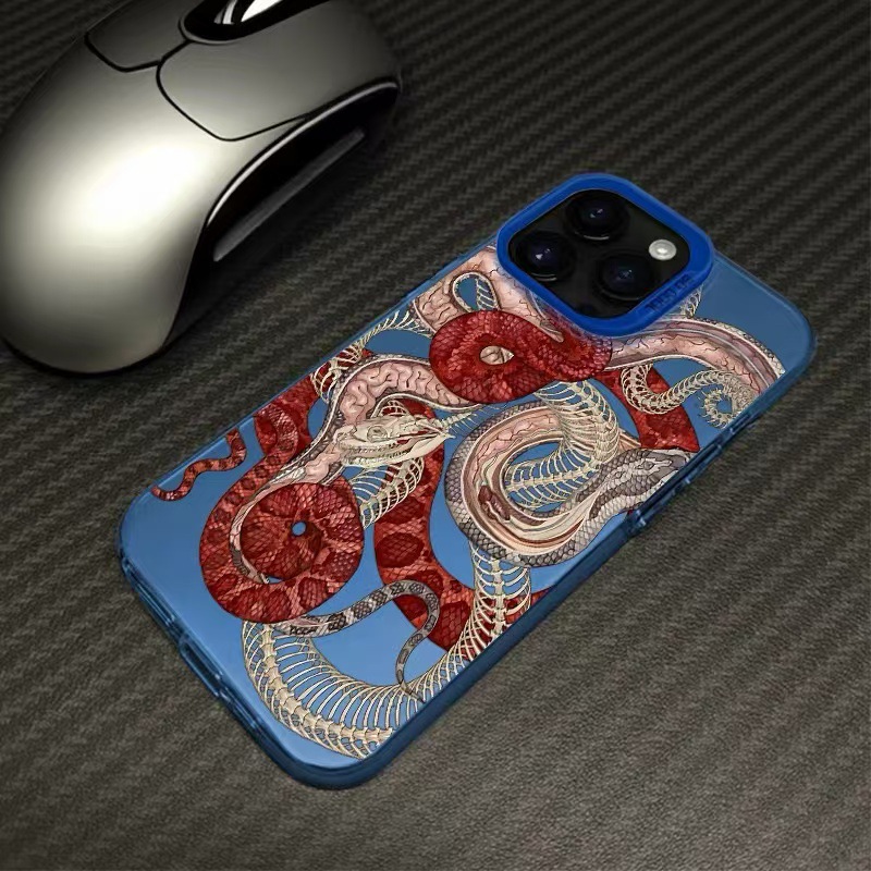 Cyberpunk Red Snake Bone Adecuado para iPhone16 Funda para teléfono móvil Personalidad Apple 15promax Nuevo 14 Cool 13