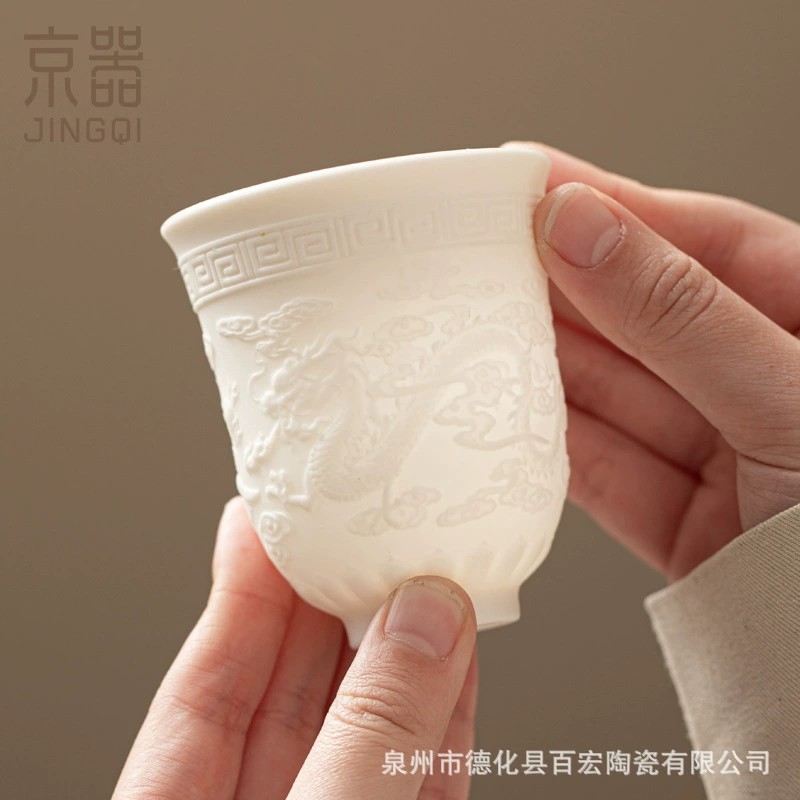 Белая фарфоровая чашка с тиснением мастера Сяммон Xianglong чайная чашка овцы Лорда Нефритовый фарфор мастер чашка одиночная чашка элитный чайный набор персональная особая чашка