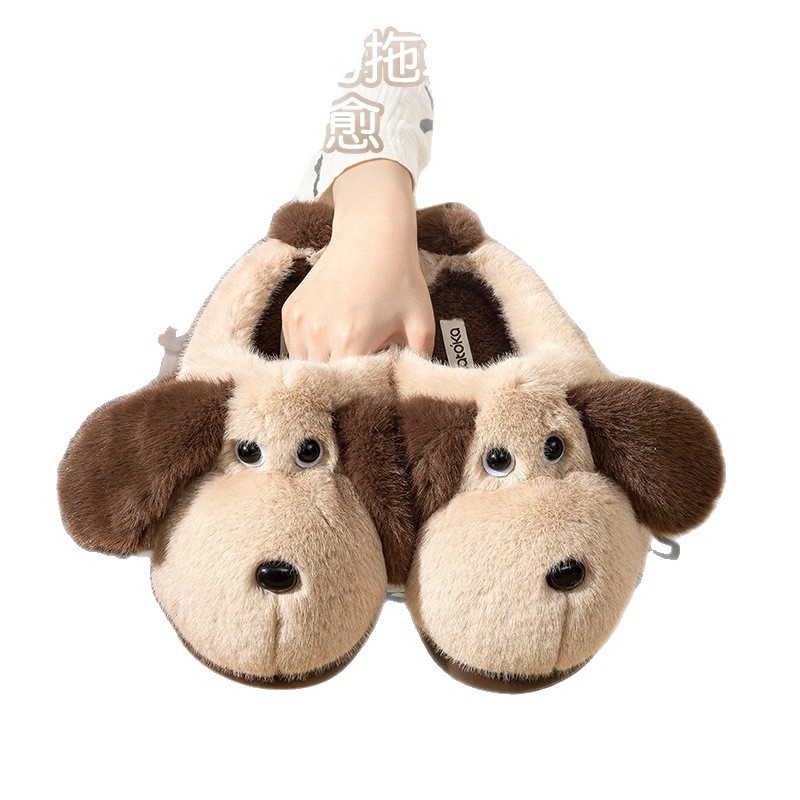 Zapatillas de algodón para niños 2025 nuevas niñas cachorro de invierno en el hogar con fondo grueso antideslizante interior cálido tacones de bolsas de niños