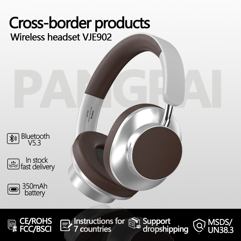Cross-border VJE902 wireless retro color headset Bluetooth headset leather paint surface sports foreign trade headset
