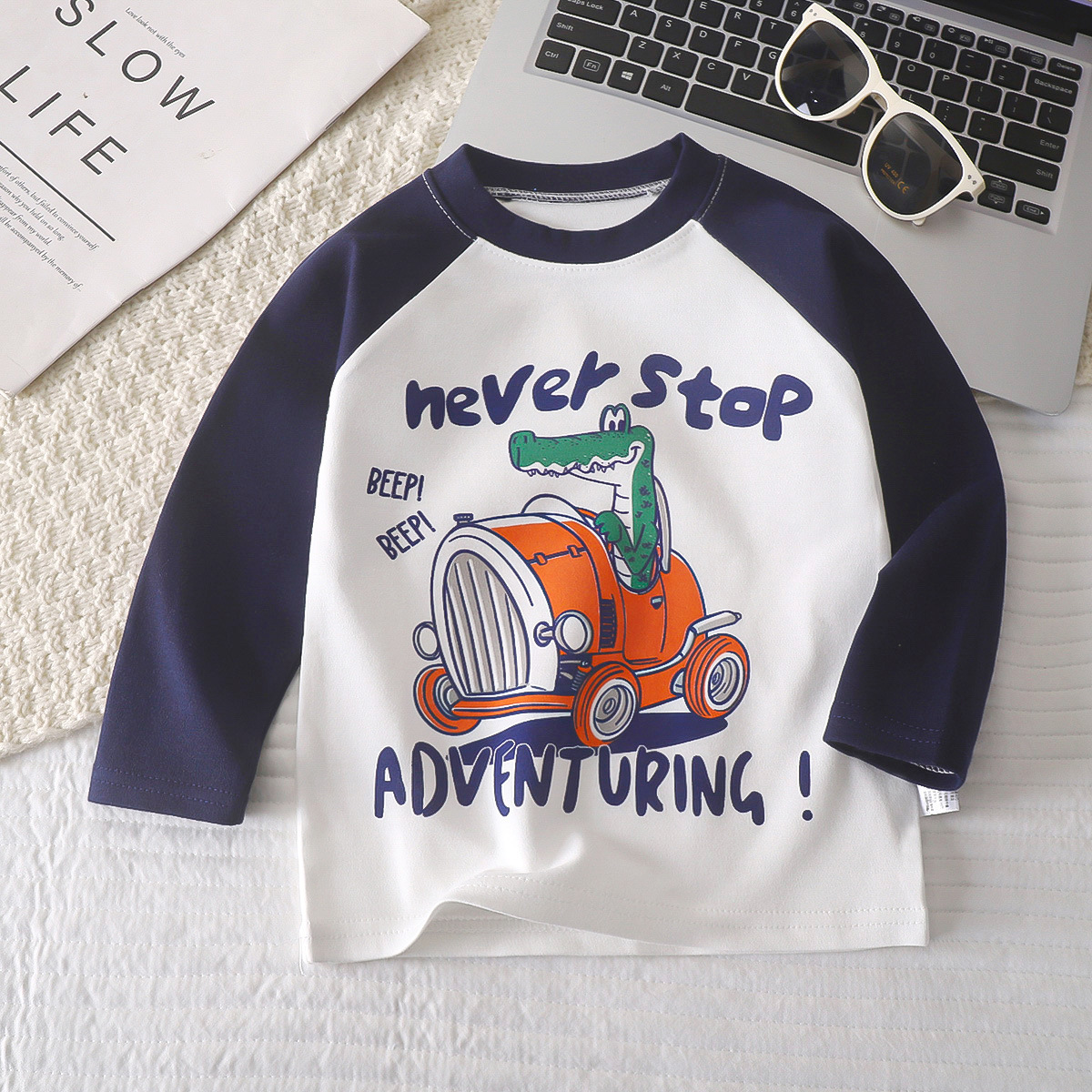 Children's long-sleeve t-shirt, pure cotton, spring boys' tops, girls' baby clothes, children's clothing, autumn season