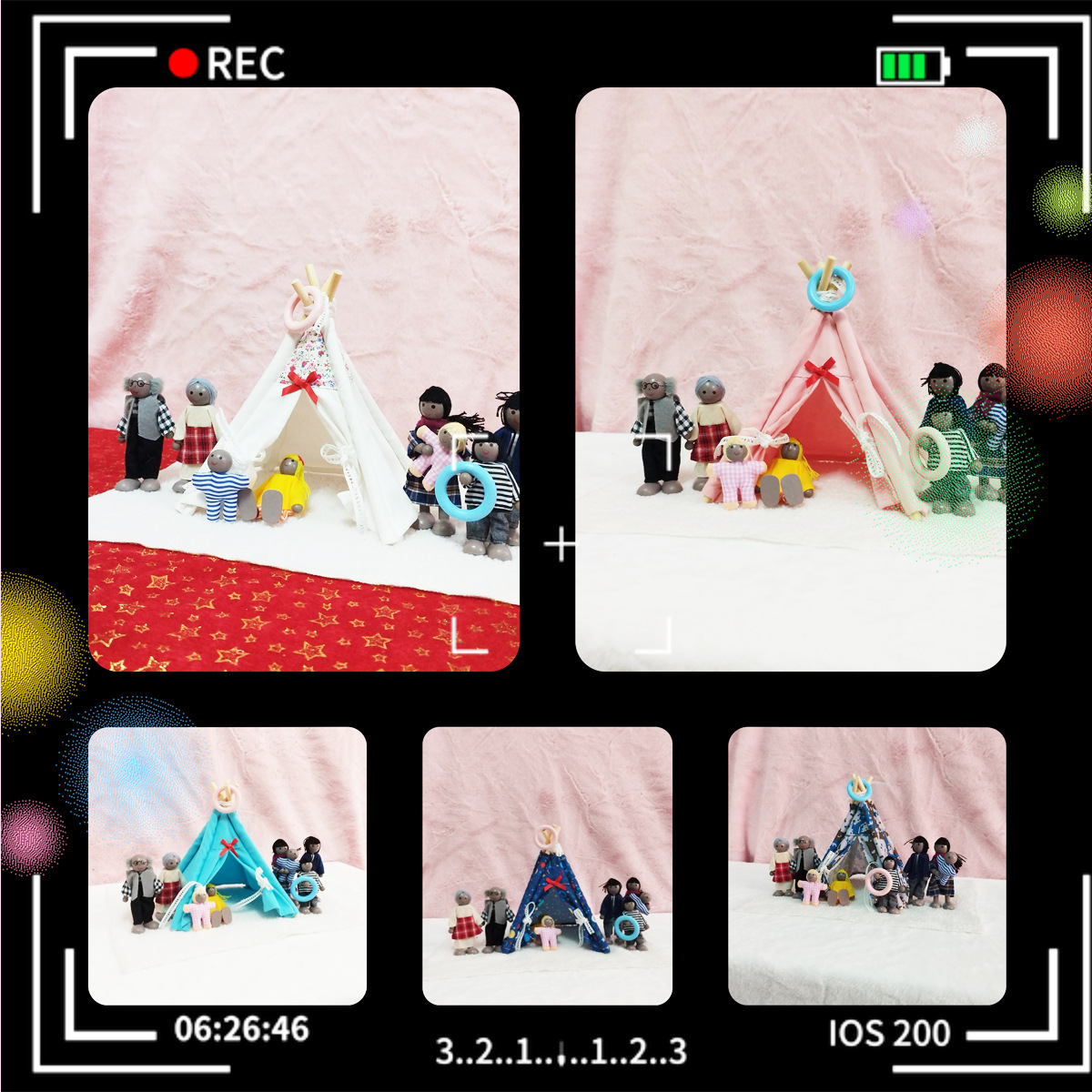 Cross-Border African Family Puppet Doll 7-Port Play House Wooden Educational Black Family Joint Movable Doll