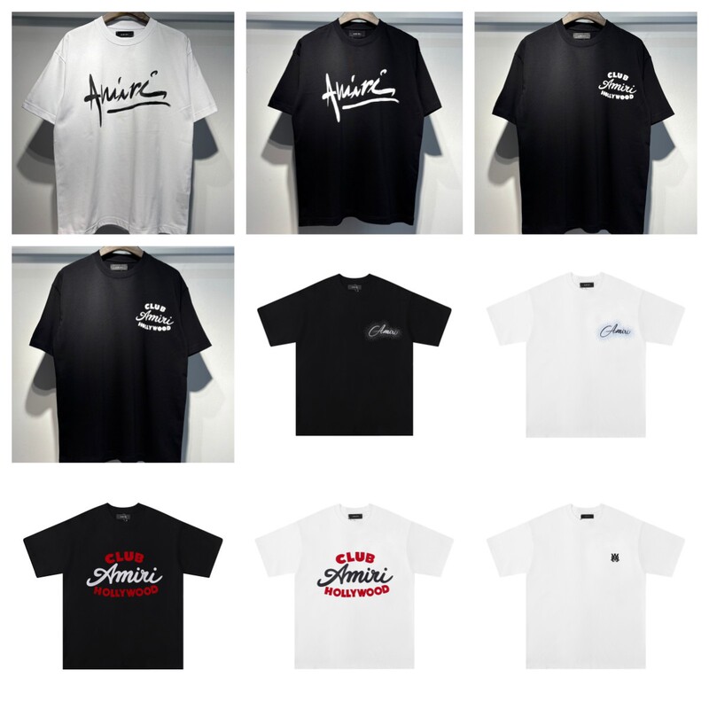 Cross-Border Trendy Brand New Product Am American High Street Style Summer Double Yarn Silver Letter Print Unisex Short-Sleeve T-Shirt Ai Strict Cross-Border Trendy Brand New Product Am American High Street Style Summer Double Yarn Silver Letter Print Unisex Short-Sleeve T-Shirt Ai Strict