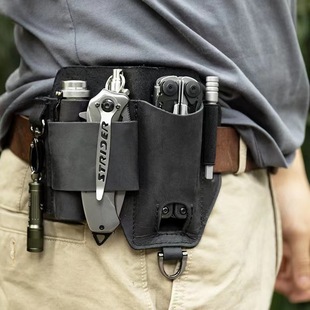 Amazon's same genuine leather EDC tool set outdoor survival flashlight waist bag multi-function tool accessories bag