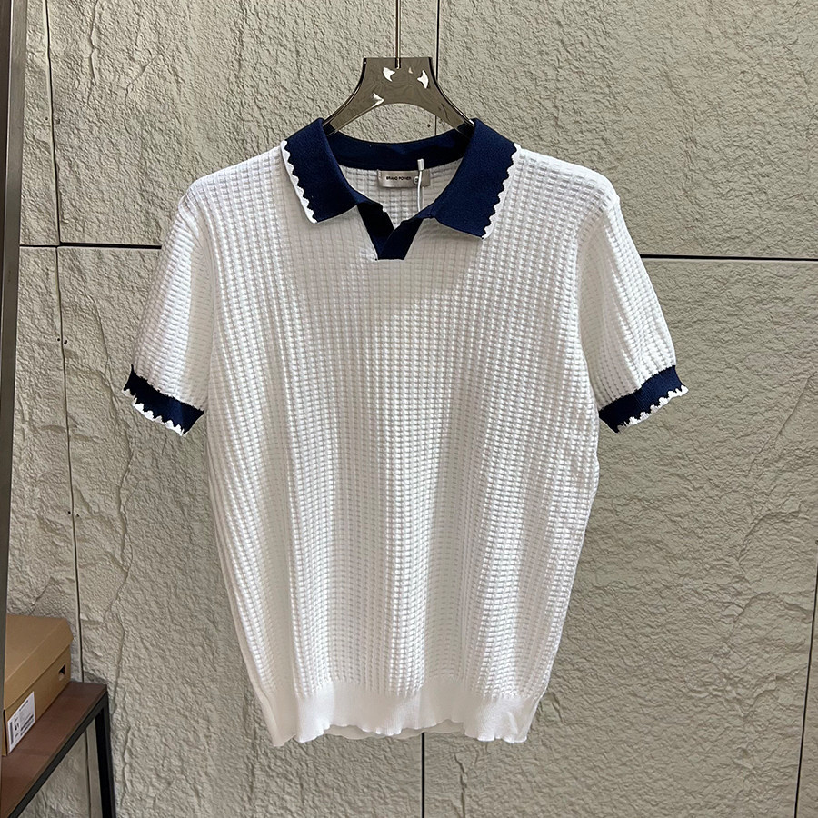 Polo camiseta de punto camiseta de manga corta hombre gaviota cuello V textural color antiguo viento camiseta de verano fábrica transfronteriza al por mayor