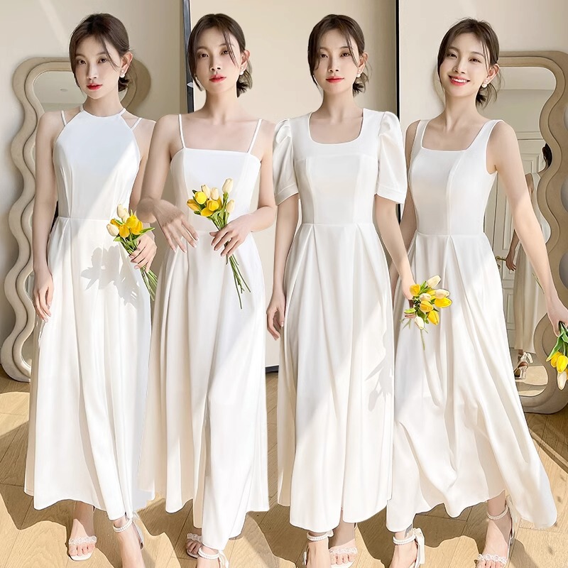 White Bridesmaid Dresses for Women 2026 New Summer Niche High-End Sister Group Registration Ceremony Dresses That Can Be Worn Casually White Bridesmaid Dresses for Women 2026 New Summer Niche High-End Sister Group Registration Ceremony Dresses That Can Be Worn Casually