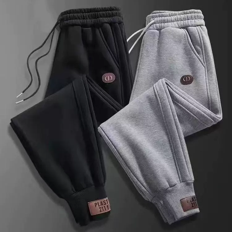 现货清仓捡漏外贸秋冬季运动男裤大码加绒休闲裤男士宽松束脚卫裤