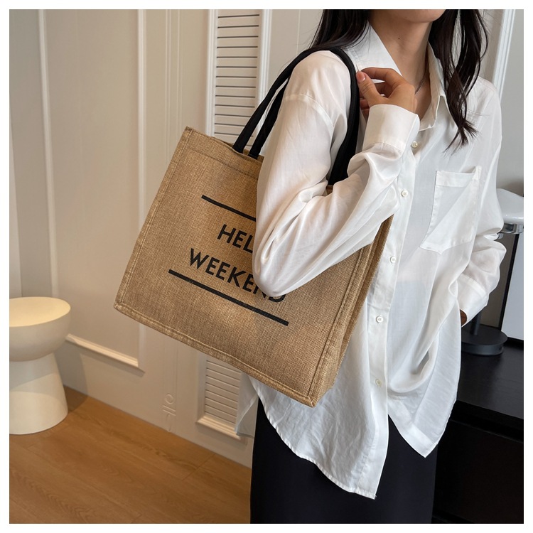 Unisex All Seasons Linen Letter Streetwear Square Hook Loop Handbag display picture 7