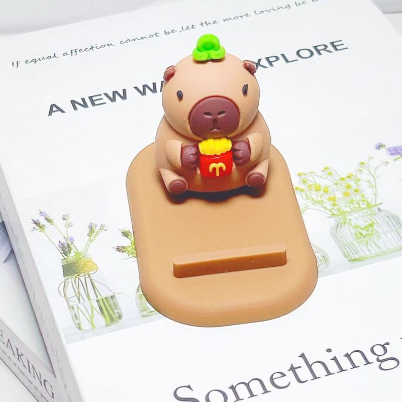 かわいいカピバラ立体公仔怠け者デスクトップスタンド創意携帯電話スタンドプレゼント置物|undefined