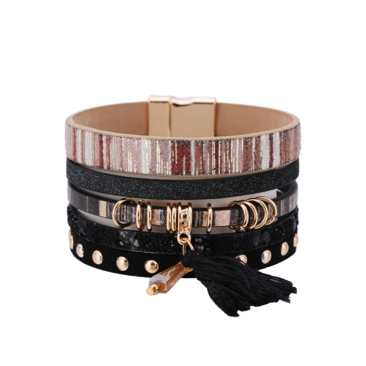 Bohemian Tassel Colorful Leather Multi-layer Bracelet display picture 22