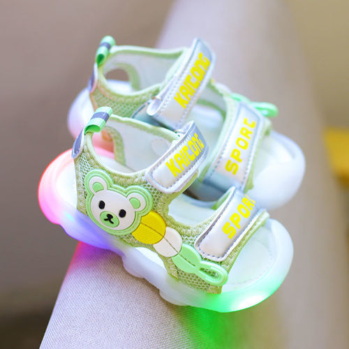 Baby Girl Sandals 0-3-5.5 Years Old 2 Girls Children Glowing Soft Sole Princess Shoes with Flash Lights Breathable First Walking Shoes
