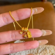 沙金饰品星月神话吊坠轻奢高级感设计星星月亮流行套链锁骨链女