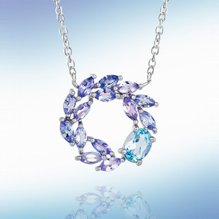 S925 silver inlaid natural color treasure tanzanite topaz wreath chain original design women's luxury gemstone fashion