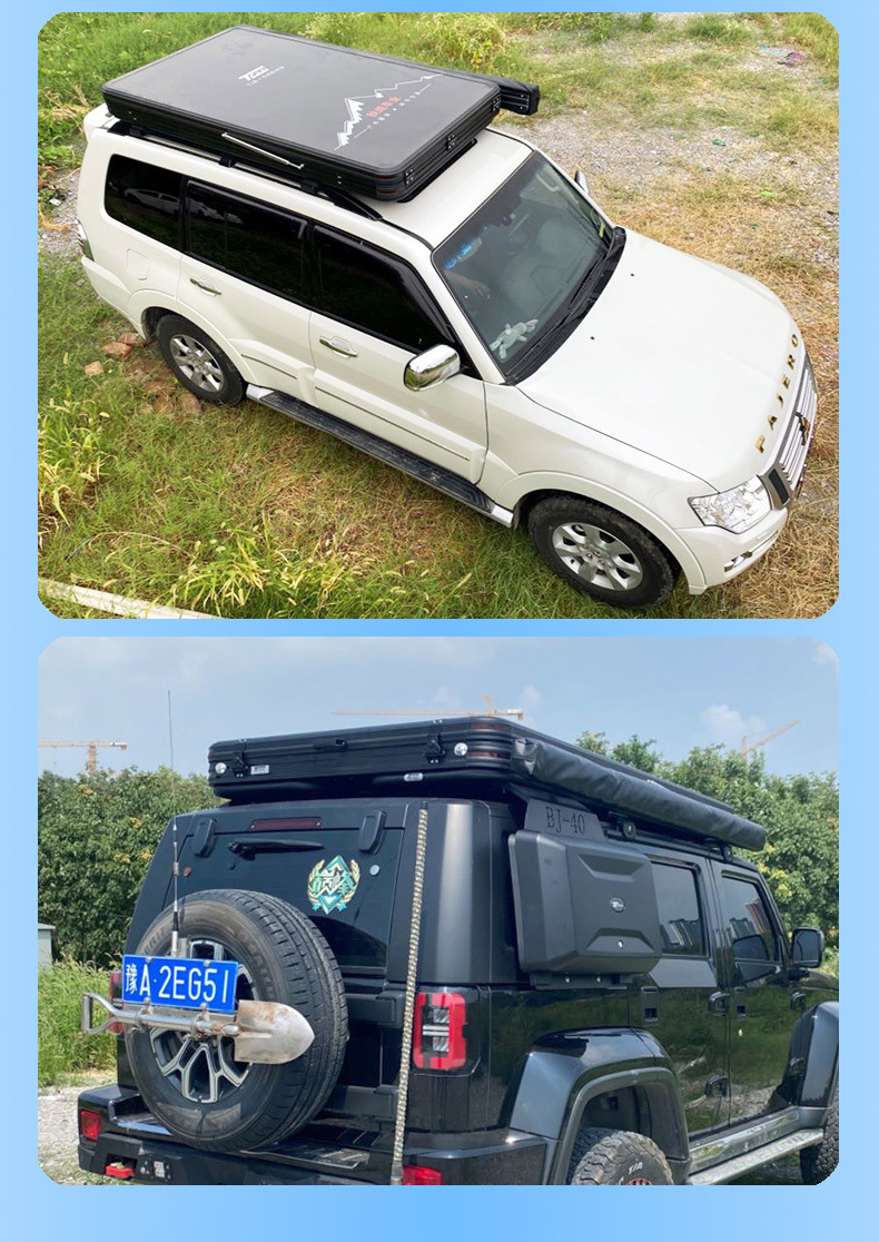 Extended Thin Roof-Top Tent, Factory Direct Supply, Outdoor Camping, No Assembly Required, Suv Car-Mounted Aluminum Alloy Hard-Top Tent