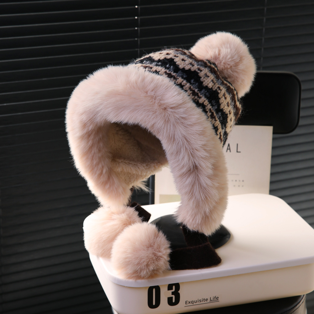 Protector de orejas de peluche para montar en el noreste del frío Thunderfeng sombrero mujer invierno más grueso 2024 nuevo sombrero otoño invierno lindo