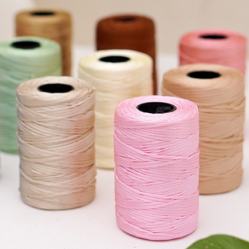0.15kg Flat ribbon silk-like ice silk cotton-linen yarn for handmade DIY knitting hats, sun hats, crochet bags, and yarn crafts 0.15kg Flat ribbon silk-like ice silk cotton-linen yarn for handmade DIY knitting hats, sun hats, crochet bags, and yarn crafts
