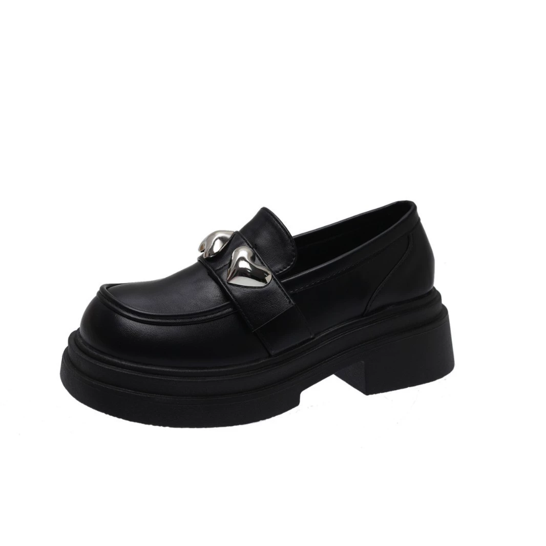 Толстая подошва увеличивает любовь Lefu обувь женская весна 2024 новый ретро-дикий английский стиль маленькая кожаная обувь