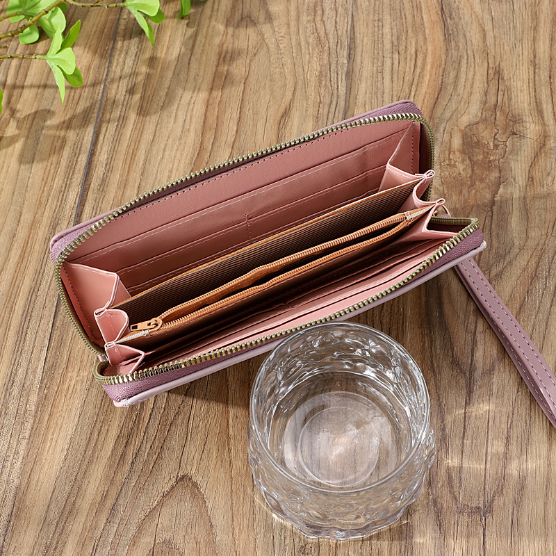 Color Block Pattern All Seasons Season Women's Color Block Pu Leather Zipper Wallets