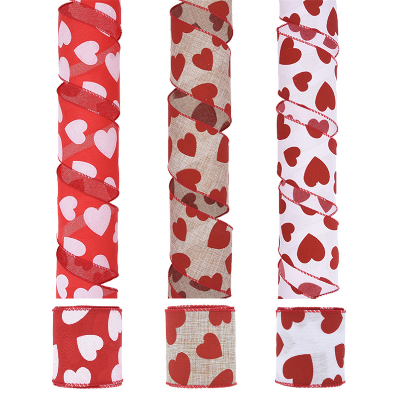 63mm Amazon transfronteriza nuevo Día de San Valentín amor cinta de lino artificial escena diseño Garland cinta decorativa 5Y