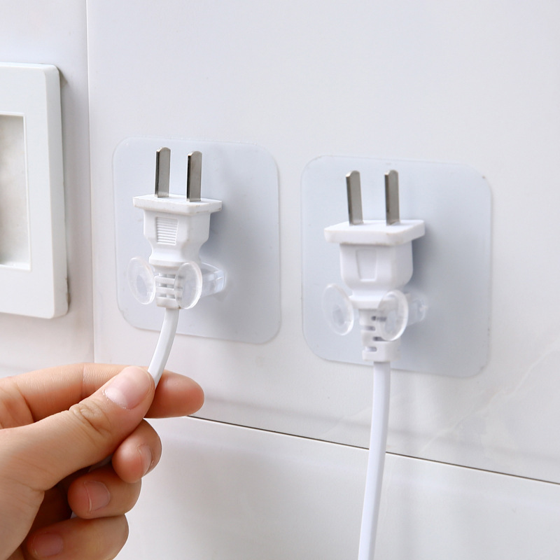 Plug hook punch-free strong adhesive hook kitchen wall hanging storage power cord plug Bracket Holder Plug hook punch-free strong adhesive hook kitchen wall hanging storage power cord plug Bracket Holder
