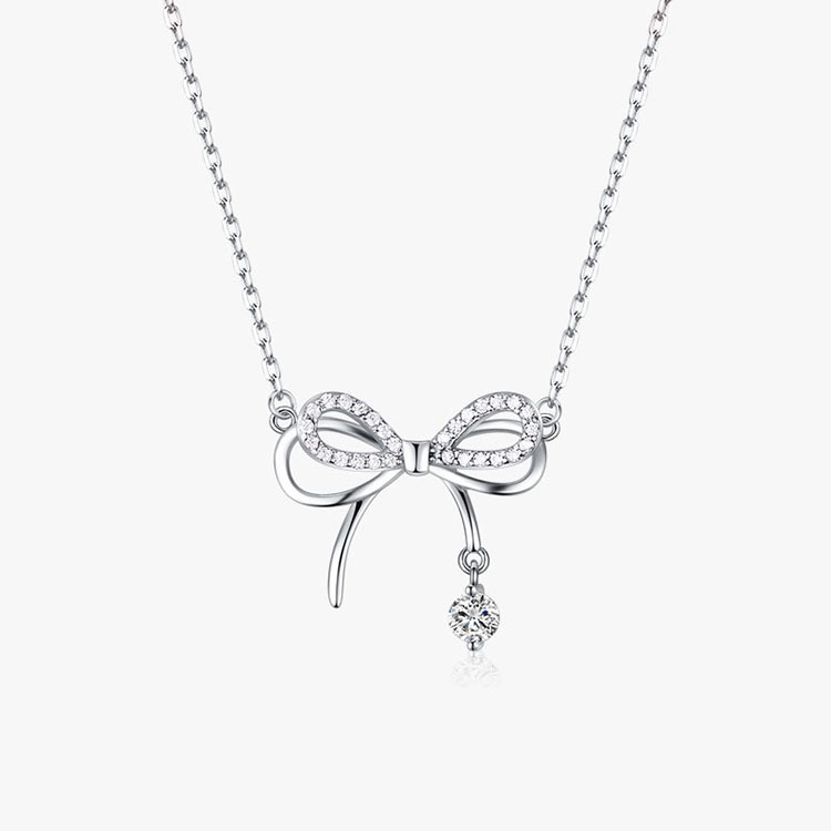 Sunburst Diamond-Studded Bow Necklace For Women, Niche Light Luxury, Girlish And Fresh, Butterfly Dream Tassel Water_voghion.com
