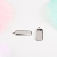 批發不鏽鋼時光寶石底托 帶吊圈長方形寶石托 胸針托diy飾品配件