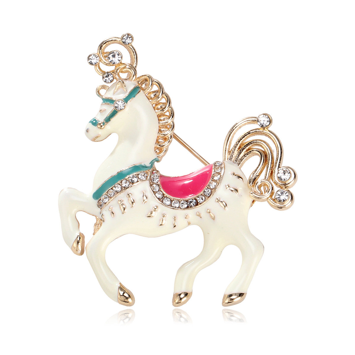 Creative Cute Unicorn Brooch Cartoon Zodiac Horse Imitation Enamel Horse to Success Animal Pin Corsage Accessories