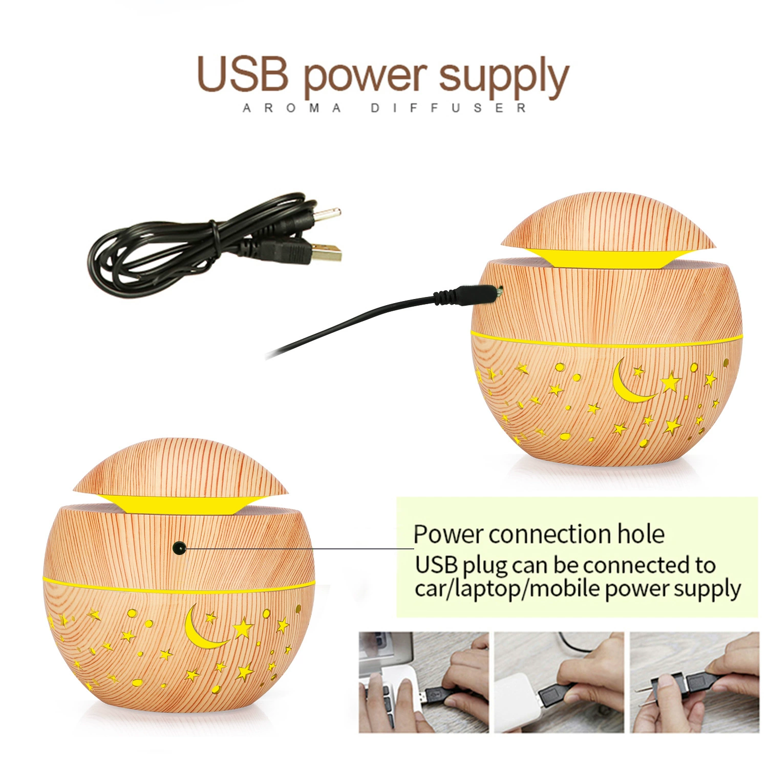 Creative starry sky, colorful small humidifier, handheld ultrasonic aroma diffuser, 130 ml