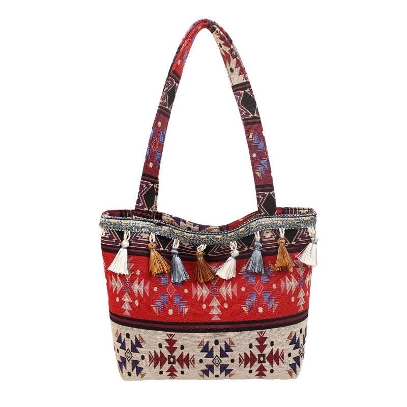 Chaozhou mujeres estampación nacional bolsa de lino 2025 primavera nueva bolsa de mano de gran capacidad bolsa de hombro flange image 7