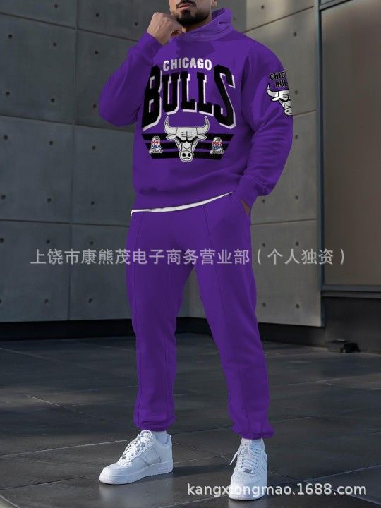 2025新款男士时尚舒适休闲运动连帽卫衣套装欧美跨境NBA休闲套装|undefined