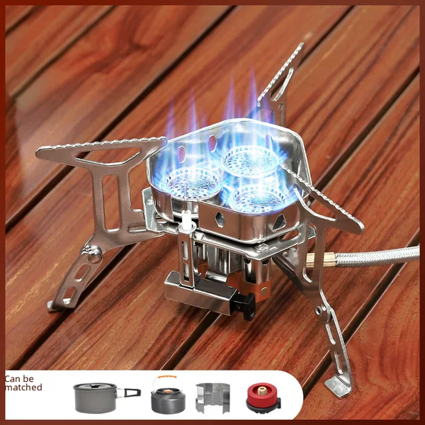 Outdoor Portable Stove Gas Stove Camping Style Cooker Camping Style Mini Cassette Stove Fierce Fire Gas Stove for Boiling Water and Cooking