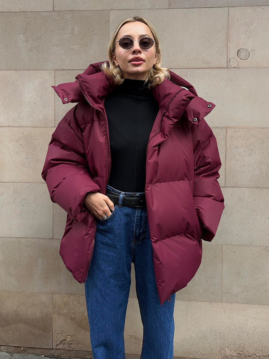 Women's Puffer Jacket Cotton Loose Warm Solid Colour Winter Coat_voghion.com
