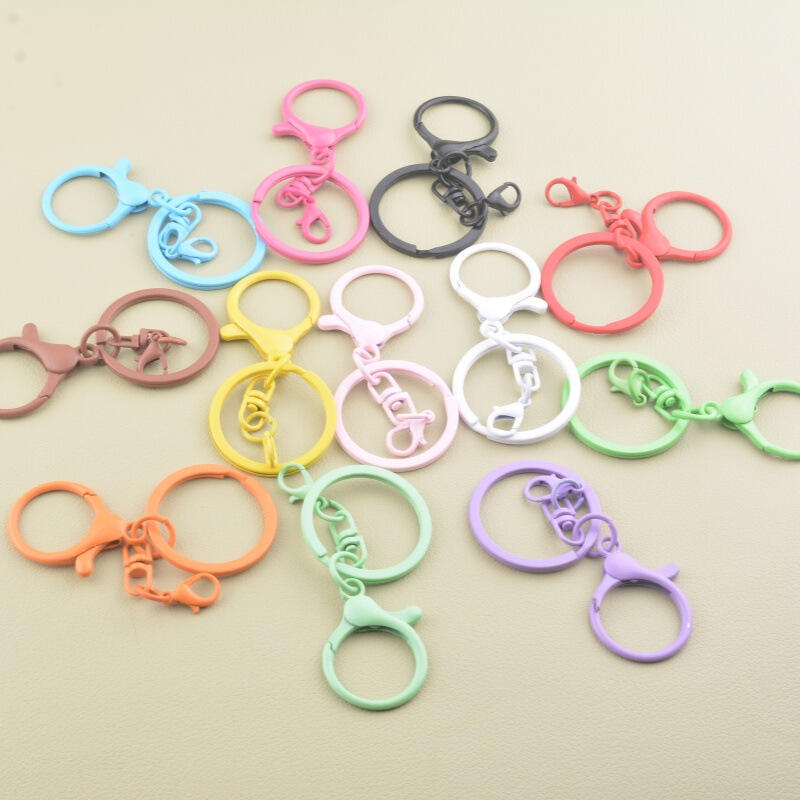 Toy Figurine Colorful Painted Keychain Lobster Clasp Four-Piece Set Key Chain Metal DIY Jewelry Accessories Pendant