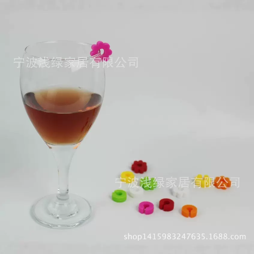 12pcs 环形花朵红酒杯贴 节日婚礼派对高脚杯贴C型酒杯区分标识贴