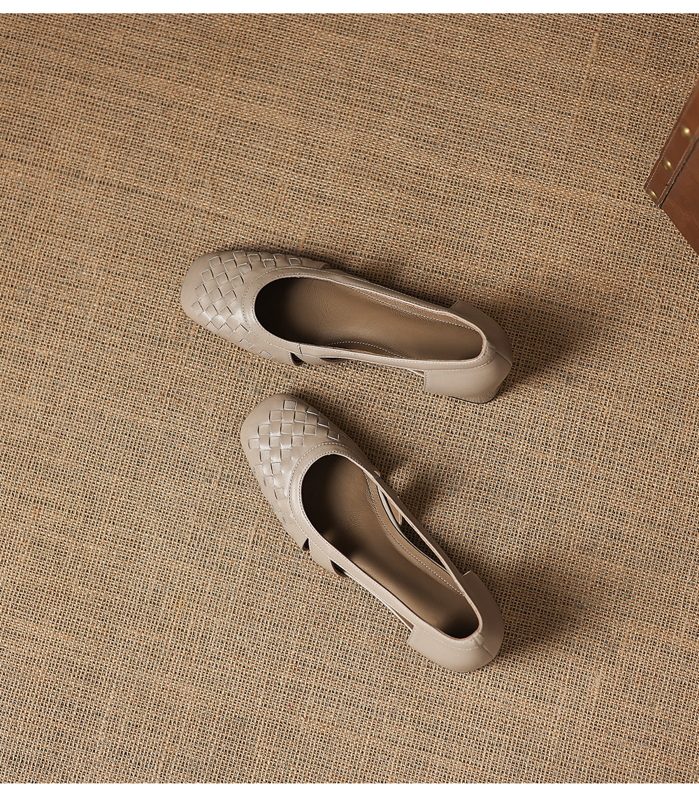 Giày sandal nữ mũi vuông gót thấp 3 cm, da cừu, hở mũi, phong cách thời trang — đen chi tiết 12
