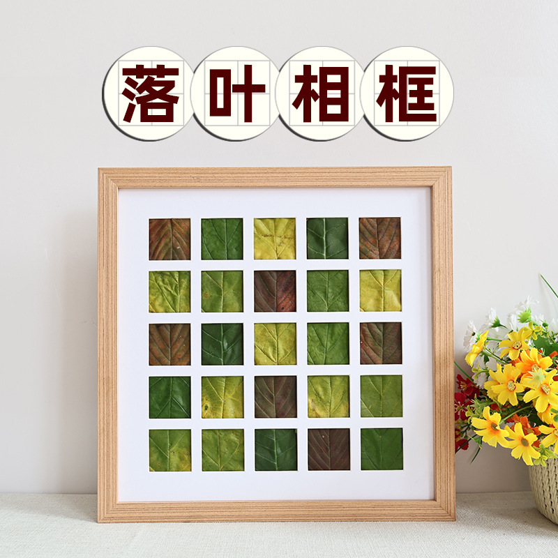 Fall Leaf Specimen Photo Frame Handmade DIY Autumn Leaf Collection 48-Grid Frame Gift for Boyfriend or Girlfriend
